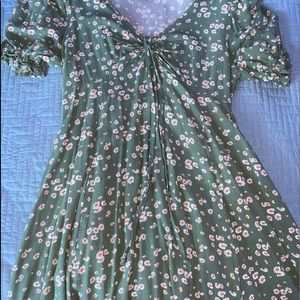 light green with white and yellow flowers